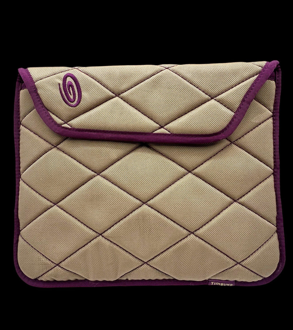 TimBuk2 Padded Tablet Sleeve E-Reader Case 9.5" x 7.5" Taupe Purple Quilted Ipad